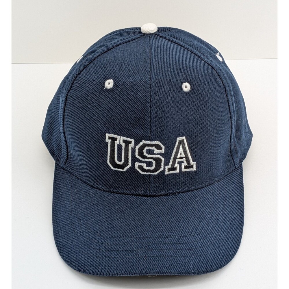 USA Patriotic Navy 80% Wool Adjustable Baseball Cap Embroidered Hat